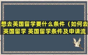 想去英国留学要什么条件（如何去英国留学 英国留学条件及申请流程）